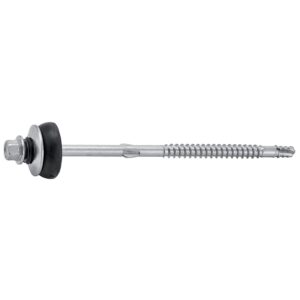 Vis à bois autoperceuse à ailettes tête hexagonale inox A2 rondelle EPDM pour plaque fibre-ciment 6,5x130 bte 50 pièces - ACTON - 137419