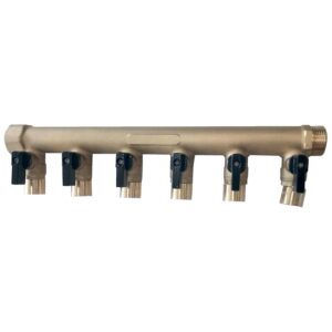 Collecteur de distribution M/F Colbeck à visser avec vannes intégrées - entrée M/F 20x27 et 3 départs à glissement diamètre 12 mm (entraxe 50 mm) - LEGALLAIS - 110280