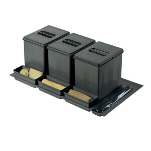 Poubelle de cuisine 3 bacs de 16 litres largeur 900 mm pour tiroir - INOXA - 580091