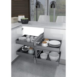 Ferrure 839 Compact 2 pour meubles d'angle - Ikona - reversible - ouverture de 414 mm - anthracite - INOXA - 119198
