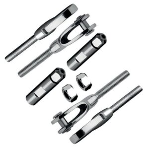 Kit de pose pour poteaux rond acier - pour câble Ø 6 mm - inox 316 - non traversant - droit et orientable - Design Production - 165636