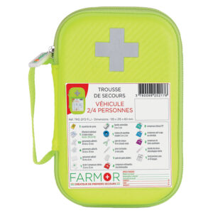 Trousse de secours Véhicule 2/4 personnes en EVA Jaune Fluo Haute visibilité - Farmor - 530804