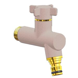 Robinet d'arrossage Oslo modèle vertical mâle 15x21 et sortie à raccord automatique - finition sable - ANQUIER - 113549