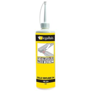 Colle vinylique blanche monocomposante CERF D4 pour collages résistants à l'eau selon DIN/EN 204 biberon de 1kg - LEGALLAIS - 105324