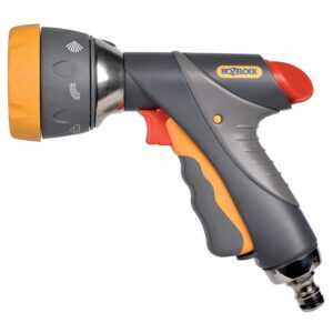 Pistolet d'arrosage multijets en métal brossé et plastique Soft-Touch 7 jets et gachette de verrouillage - TRICOFLEX - 559882