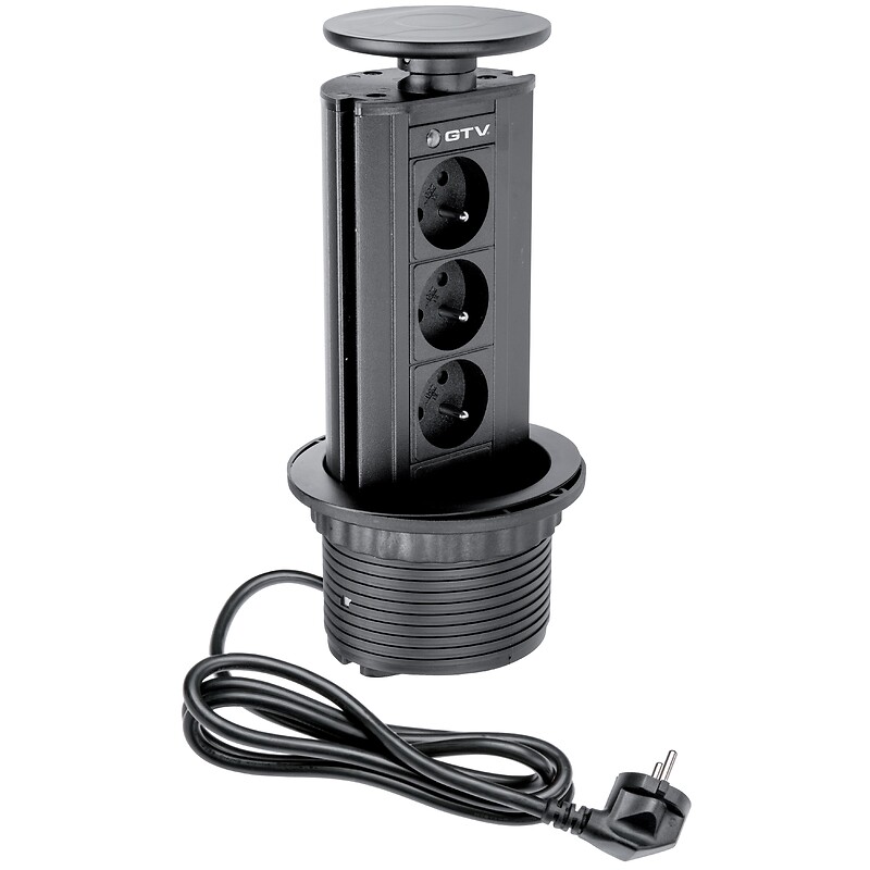 Bloc 3 prises escamotable diamètre 100mm câble 1.8M 16A.230V 2P+T aluminium - SYNERCIA - 550446 – Image 2