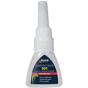 Colle polyvalente instantanée Supercyano 201, flacon de 20 g - BOSTIK - 495888