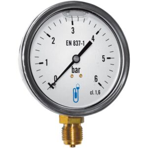Manomètre boîtier inox glycérine radial 6 bars Ø 100 - DISTRILABO - 753100