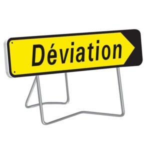 Panneau de signalisation temporaire Kd22a DÉVIATION flèche amovible rétroréfléchissant classe T1 1000x300mm pied galva - TALIAPLAST - 154037