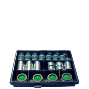 Coffret de 29 aérateurs - 6 aérateurs F22x100 - 6 aérateurs M24x100 - 15 cartouches seules - 4 aérateurs M28 - Neoperl - 100858