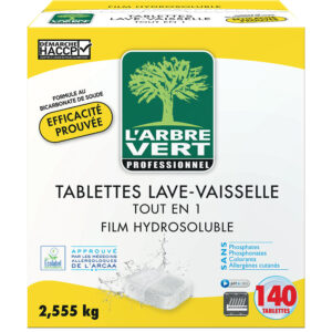 Tablettes lave-vaisselle tout en 1 avec film hydrosoluble Boîte de 140 tablettes de 18,25g - Arbre vert - 150026