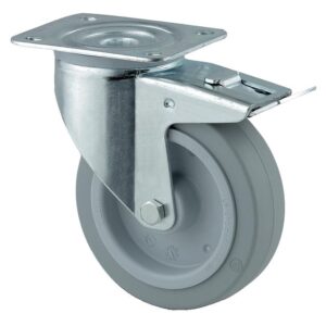 Roulette pivotante à blocage 3477UFR, chape acier embouti,roue polyamide à bandage caoutchouc élastique non tachant Ø 125 - Tente - 621972