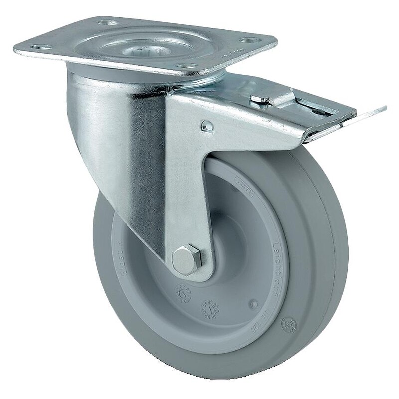 Roulette pivotante à blocage 3477UFR, chape acier embouti,roue polyamide à bandage caoutchouc élastique non tachant Ø 125 - Tente - 621972