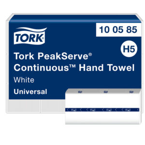 Essuie-mains en feuilles blanches 22,5 x 10,1 cm pour distributeur PeakServe®Continus® - colis de 12 paquets de 410 feuilles - Tork - 115698