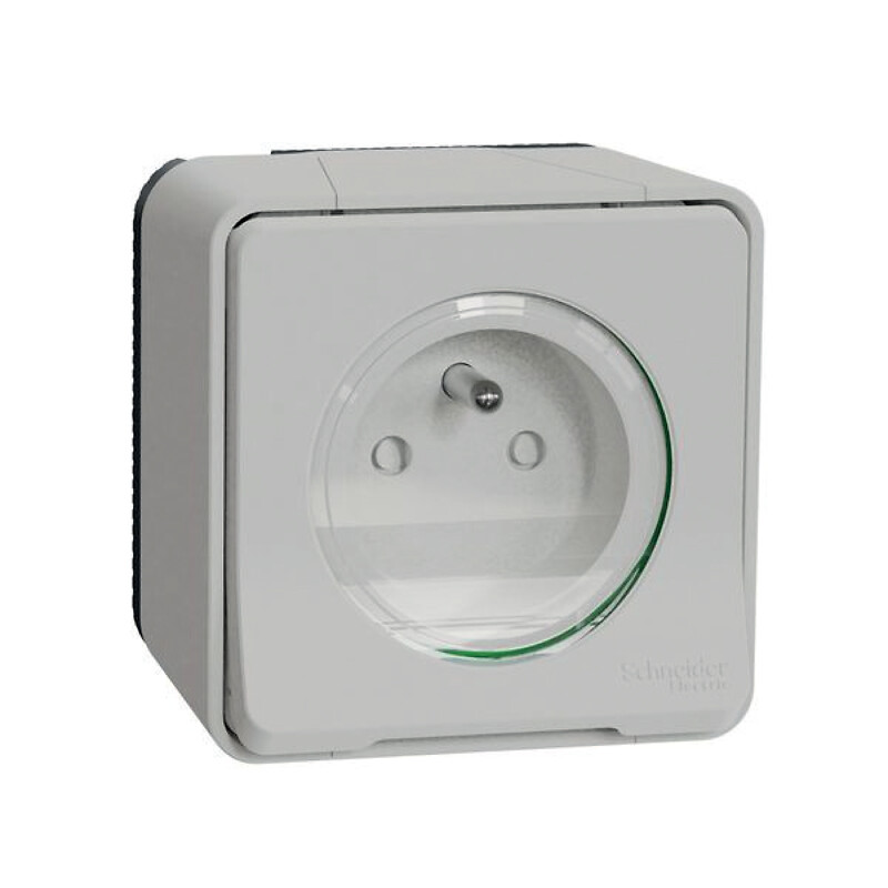 Prise de courant gris anthracite saillie Mureva Styl IP55 IK08 - Schneider - 582261 – Image 3