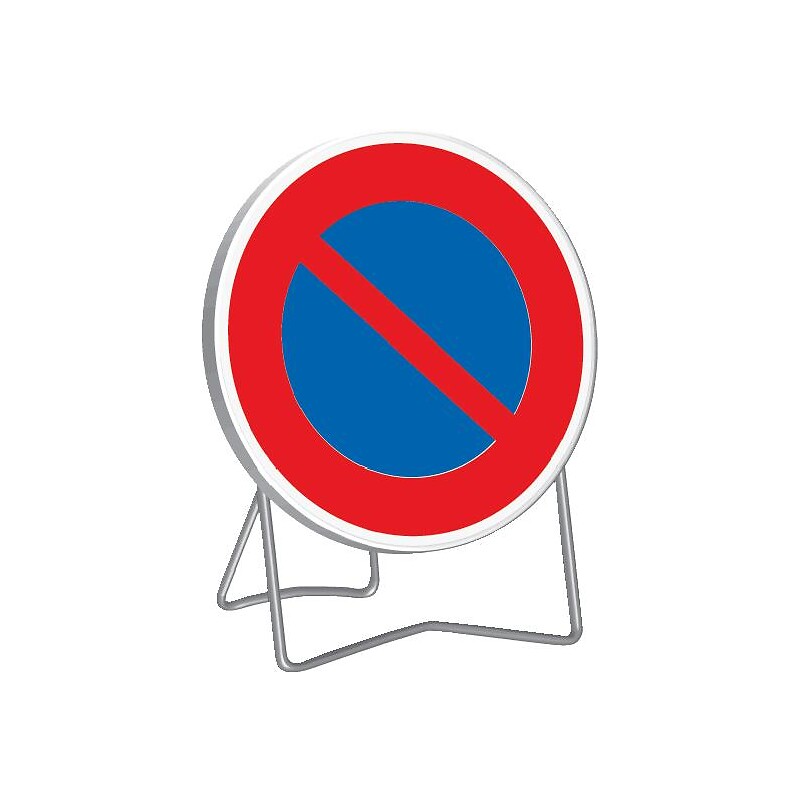 Panneau de signalisation temporaire B6a1 INTERDICTION DE STATIONNER classe T1 diamètre 850mm pied galvanisé - TALIAPLAST - 153988