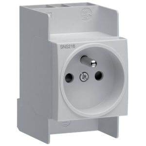 Prise de courant modulaire 16A 2P+T connexion sans vis - Hager - 573798