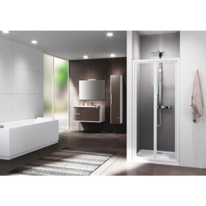 Paroi de douche pliante/escamotable Riviera 2.0 S extensible 66-72 cm - Profilé blanc et verre transparent - NOVELLINI - 613320