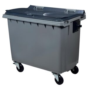 Conteneur 4 roues gris/gris 660 litres vidage par prise latérale avec tourillons - ROSSIGNOL - 448925