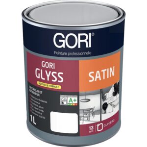 Peinture glycéro menuiseries GORIGLYSS SATIN, blanc bidon de 1 litre - Gori - 613586