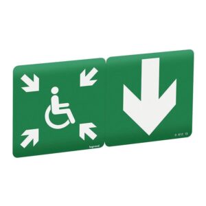 Pictogramme signalisation d'évacuation repositionnable espace d'attente sécurisé avec flèche verticale - Legrand - 121025
