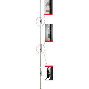 Serrure Performa 3 points axe 35mm têtière U de 24 x 6 x 2300 mm pênes crochets - ISEO CITY - 640984