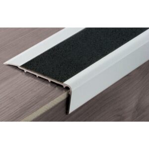 Nez de marche intérieur/extérieur type B11 alu naturel bande noire en 3000 mm à visser - DINAC - 629483