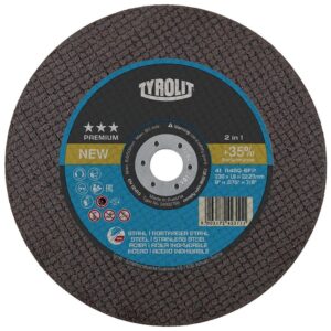 Disque à tronçonner Premium 2 en 1 moyeu plat coupe acier inox diamètre 230 mm épaisseur 1,9 mm alésage 22,2 mm - TYROLIT - 601903