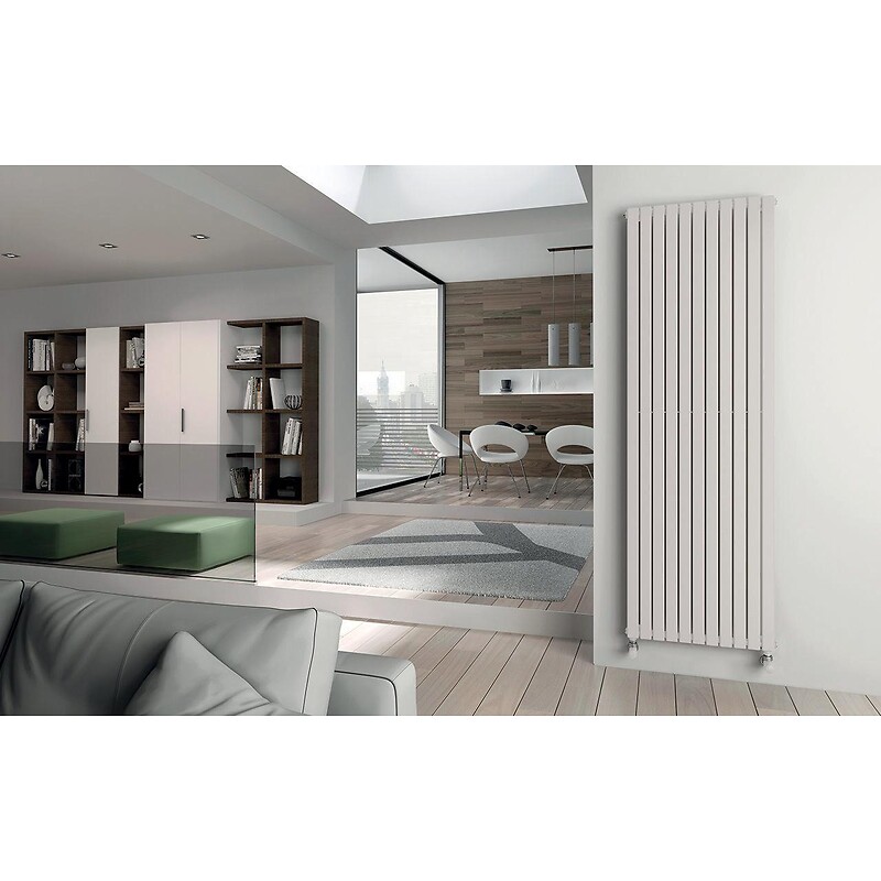Radiateur décoratif vertical eau chaude Piano 2 blanc 1820x792x46mm - 2180W - raccordement hydraulique latéral 1/2 - IRSAP - 113934 – Image 2