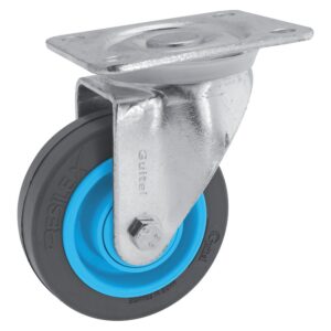 Roulette pivotante sur platine roue Résilex® pour charges moyennes - Gemroll, diamètre 100 mm, charge 200 kg - GUITEL HERVIEU - 533562
