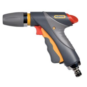 Pistolet d'arrosage jet droit en métal brossé et plastique Soft-Touch 3 jets et gachette de verrouillage - TRICOFLEX - 559875