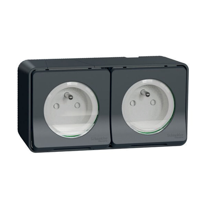Prise de courant gris anthracite saillie Mureva Styl IP55 IK08 - Schneider - 582261 – Image 2