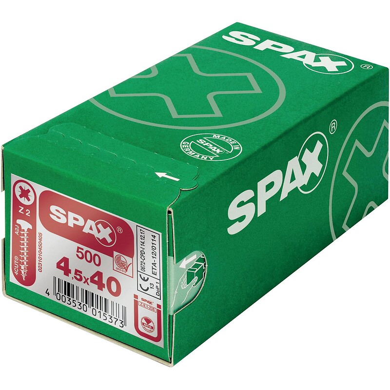 Vis à bois aggloméré tête ronde emp Pozidriv acier zingué blanc entièrement filetées Ø 4,5 mm, L 35 mm, boîte 500 Pi - SPAX - 639073 – Image 2