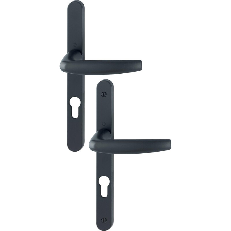Béquille double sur plaque étroite entraxe 70/195 mm ligne Atlanta clé I finition aspect inox porte 68/77 - HOPPE - 642146 – Image 2