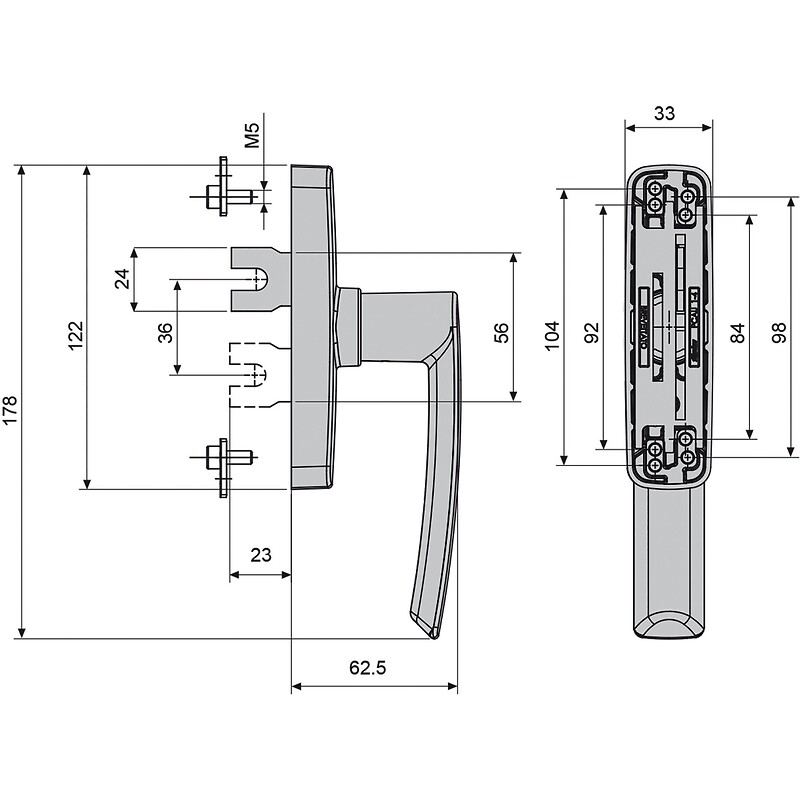 Crémone OB 1 fourche GEA finition argent laqué - FAPIM - 644022 – Image 4