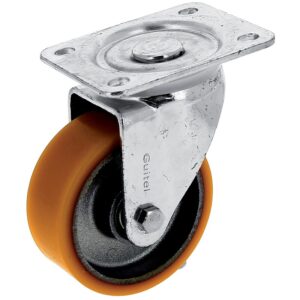 Roulette pivotante sur platine roue althane charges moyennes Fortainer, diamètre 100 mm, charge 200 kg - GUITEL HERVIEU - 494152