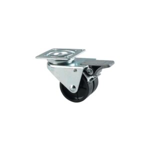 Roulette pivotante à blocage jumelée fixation à platine bandage polyamide pour charges légères, diamètre 50 mm, charge 60 kg - Tente - 258399