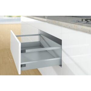 Kit complet tiroir ArciTech à casseroles avec tringles profil H94mm paroi arrière H218mm coloris argenté longueur 550mm - HETTICH - 428121