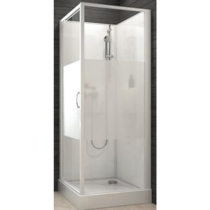 Cabine de douche carrée à porte pivotante Izibox 2 avec parois en vitrage sérigraphié - 90 x 90 cm - LEDA - 112037