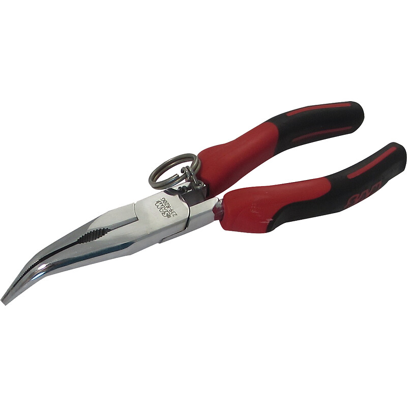 Pince bec demi-ronds coudés bi-matière avec ressort 200 mm + clip inox fme - SAM outillage - 319230