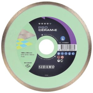 Disques diamants jante continue matériaux de décoration Pro Céram E diamètre 180 mm, épaisseur 1,8 mm, alésage 30 mm - SIDAMO - 565510