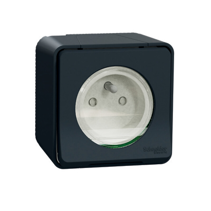 Prise de courant gris anthracite saillie Mureva Styl IP55 IK08 - Schneider - 582261