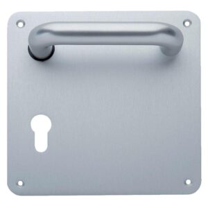 Ensemble aluminium Type Vittel béquille 1380 plaque carrée de 170 x 170 en 2 mm clé l anodisé argent - DUVAL - 533870