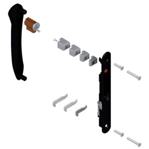Kit fermeture rénovation pour coulissant aluminium, coquille double, cylindre, crochets coloris noir - LA CROISÉE DS - 289136