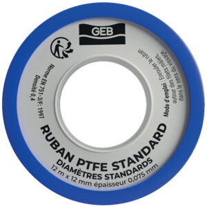 Ruban PTFE standard pour l'étanchéité des raccords filetés, largeur 12 mm x épaisseur 0,08 mm, le rouleau de 12 m - GEB - 793045