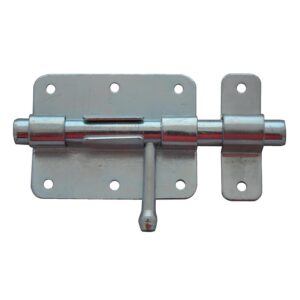 Verrou de box à bouton en acier zingué blanc pêne Ø 16 mm - Bourg Industries - 125477