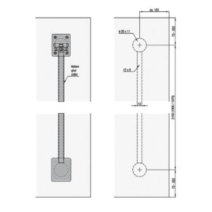 Raidisseur pour porte de meuble - kit complet pour hauteur 2040 à 2600 mm - en aluminium finition noir sans brides - HAWA - 617787