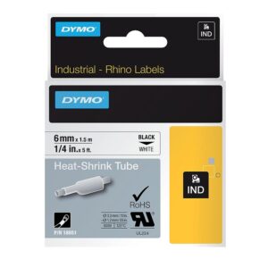 Ruban thermorétractable continu pour étiqueteuse DYMO® Rhino, largeur 12 mm, longueur 1,5 m, noir sur blanc - Dymo - 503343