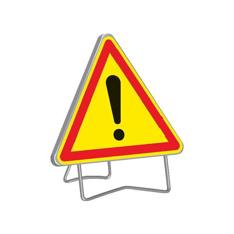 Panneau de signalisation temporaire AK3 CHAUSSÉE RÉTRÉCIE rétroréfléchissant classe T1 triangle 700mm pied galvanisé - TALIAPLAST - 153925 – Image 4