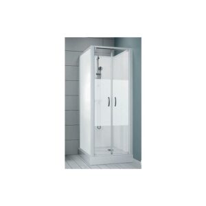 Cabine de douche carrée porte battante Surf 6 à parois en verre opaque - 80 x 80 cm - LEDA - 112016